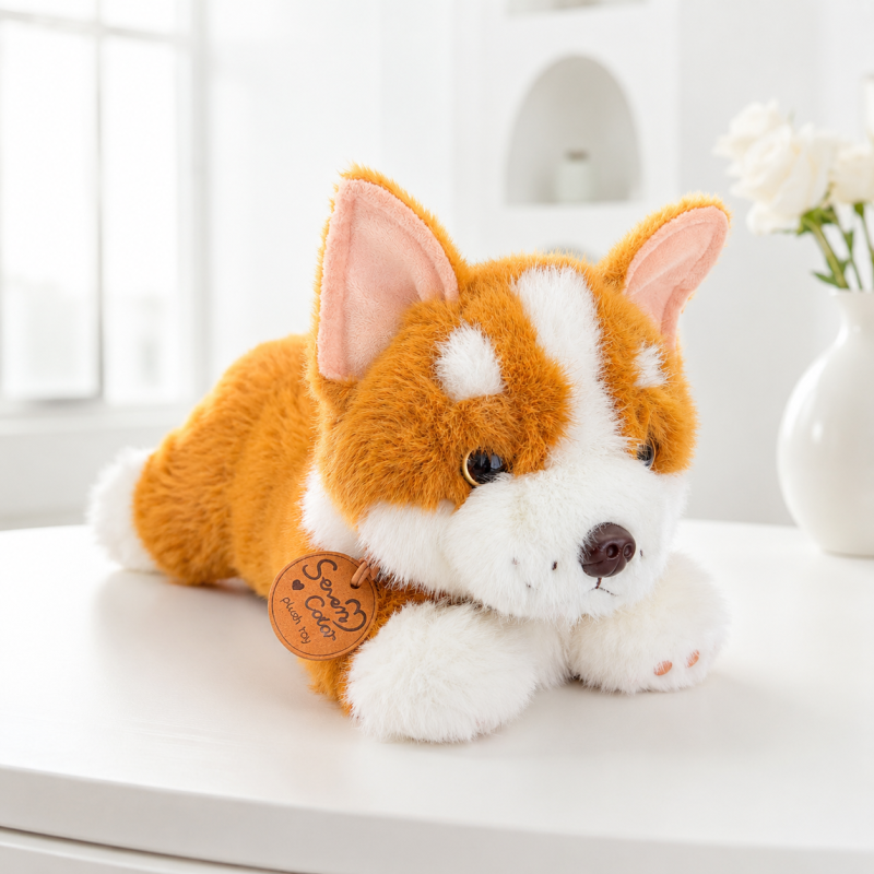 Мягкая игрушка "Shiba лежит" 34см, рыжий, 1шт