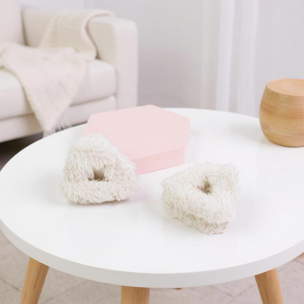 Заколка-крабик плюшевая "Кошачьи ушки" кремово-белый