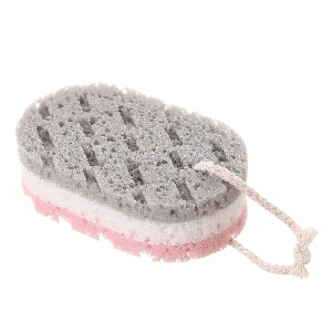 Губка-мочалка "Трехслойная" серо-розовый