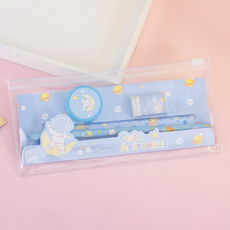 Набор канцелярский "Astronaut" голубой (карандаши 2шт, ластик, линейка 12 см, точилка)