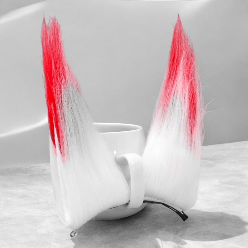 Набор заколок для волос "Лисьи ушки" красно-белый, 2 шт.