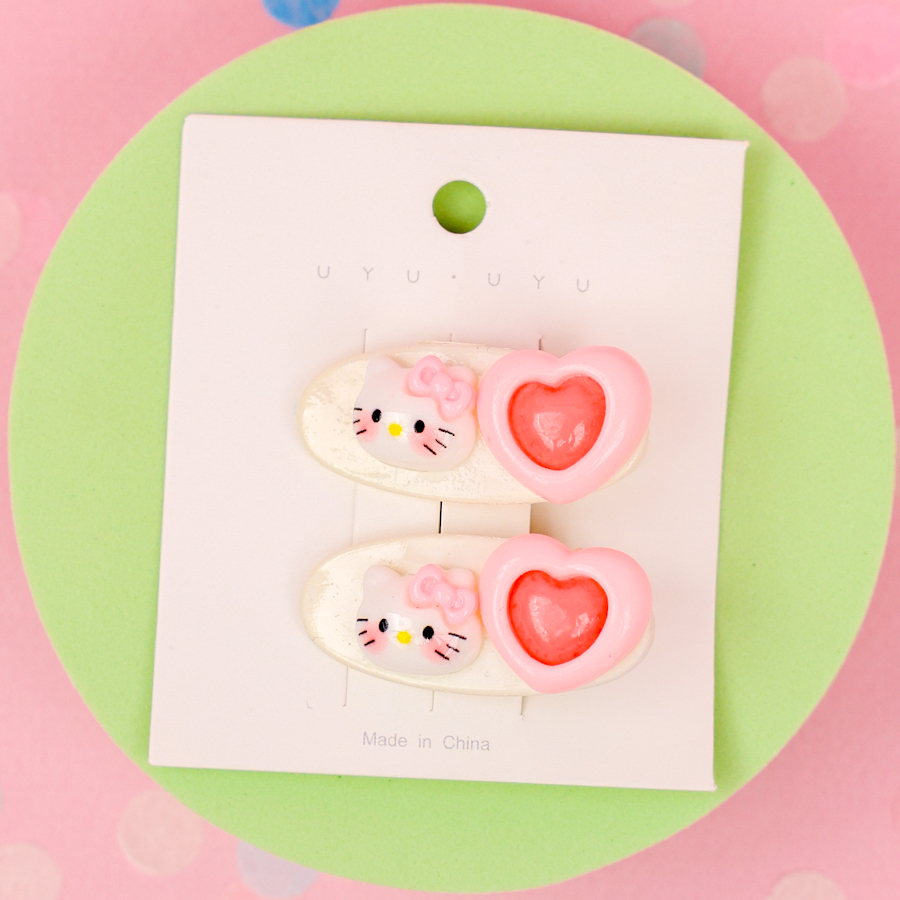 Набор заколок для волос "Love Kt" №3, розовый  2 шт.