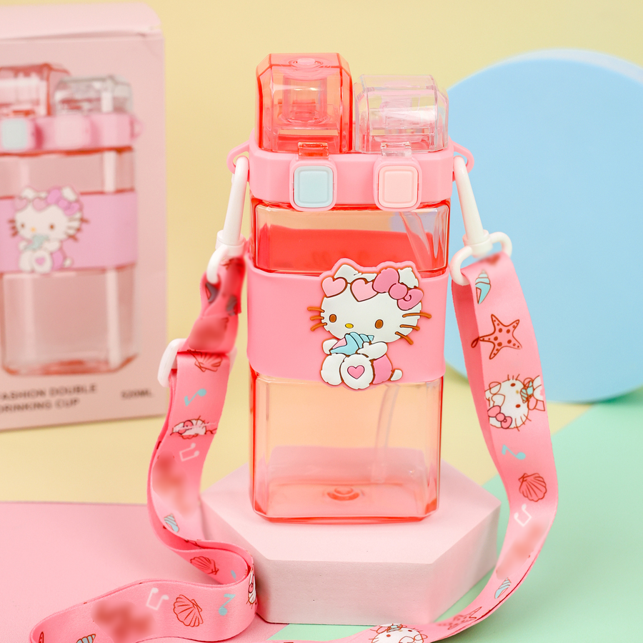 Бутылочка двойная, с трубочкой "My Mld" Кт, розовый, 520мл