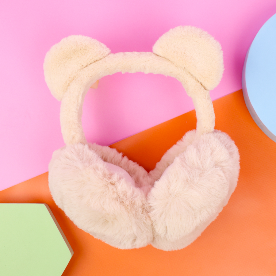 Меховые наушники "Мишка" бежевый