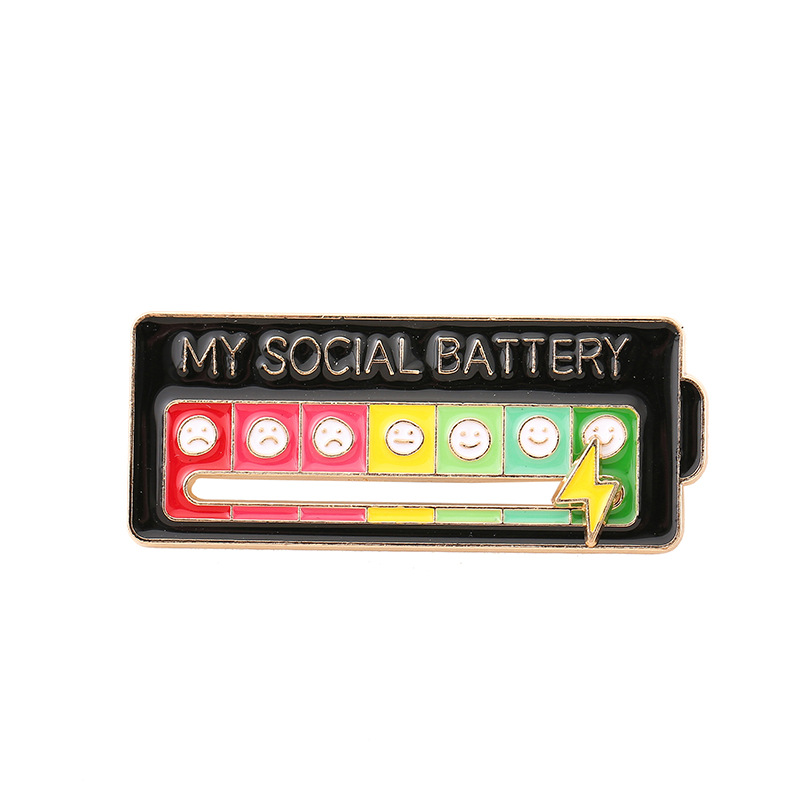 Значок "MY SOCIAL BATTERY " черный