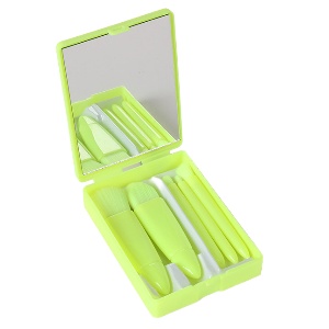 Набор кистей для макияжа "Softness" с зеркалом, салатовый, №:0022