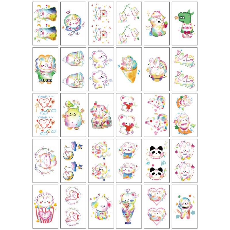Набор временных татуировок "Characters" INS-30, 5.7x9.7 см, (30 шт)