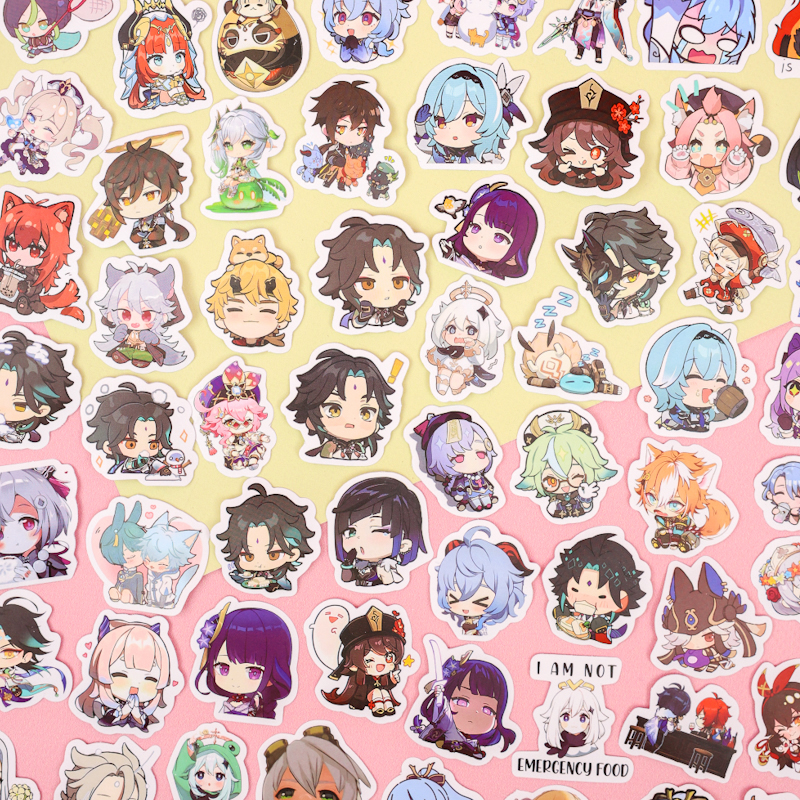 Наклейки для стикер бомбинга "Genshin Impact" №2, 60 шт.