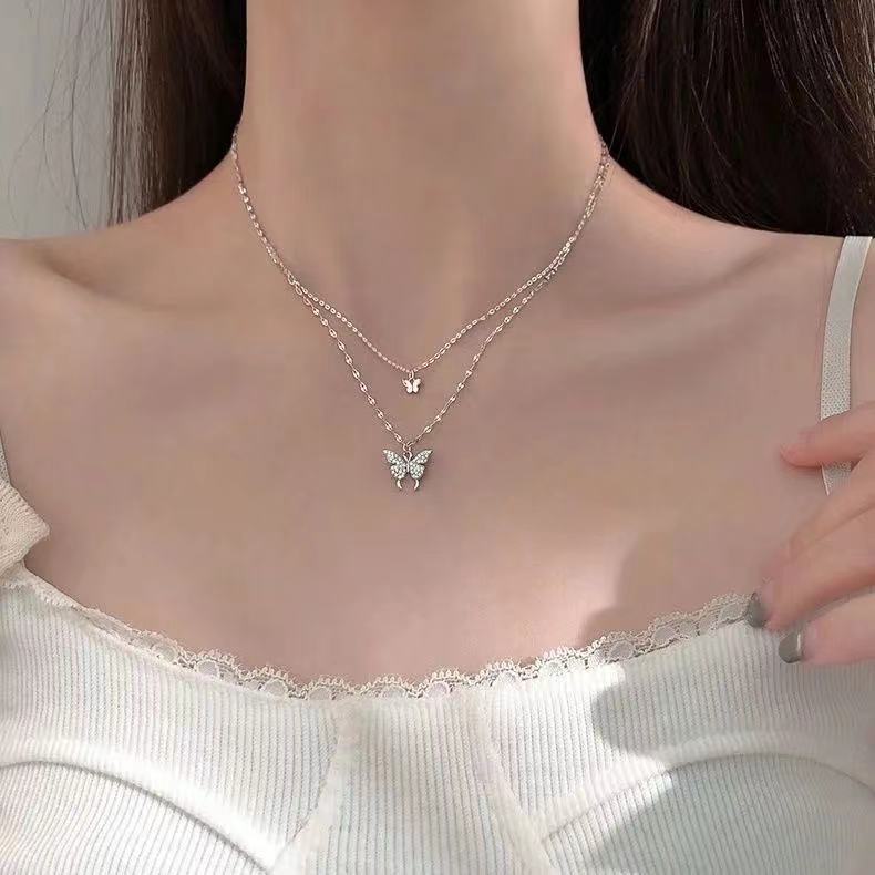 Кулон на цепочке "Butterfly", серебристый