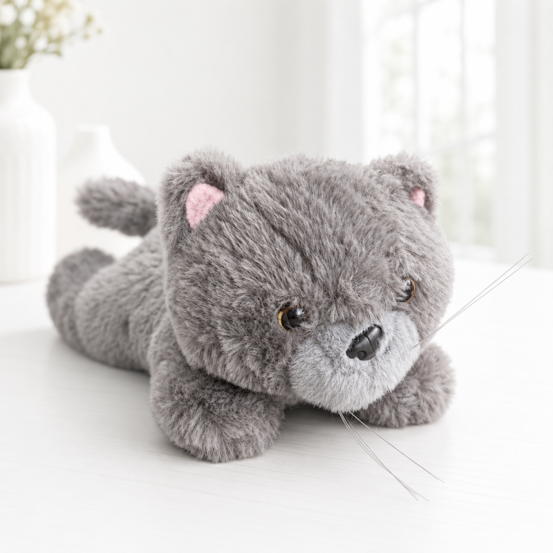 Мягкая игрушка "Fluffy cat" 26см, серый, 1шт