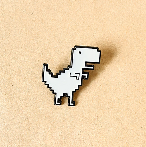 Значок металлический "Динозавр" белый
