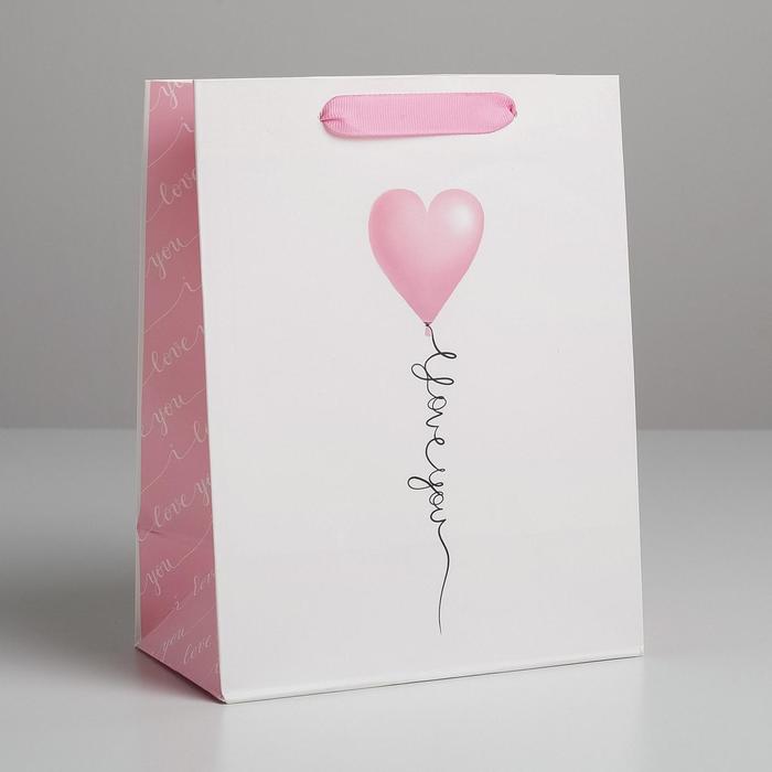 Подарочный пакет "love you" MS 18х23х10 см