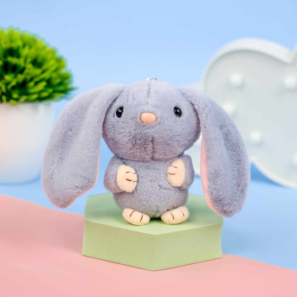 Мягкий брелок "Кролик" серый, 12 см