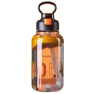 Бутылочка с трубочкой "Hola" черный, 1300мл оптом