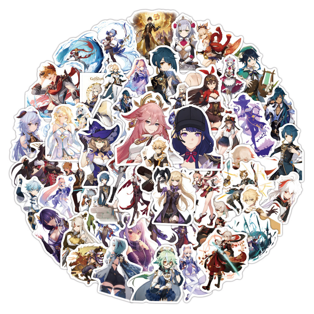 Наклейки для стикер бомбинга "Genshin Impact" C, 50 шт.