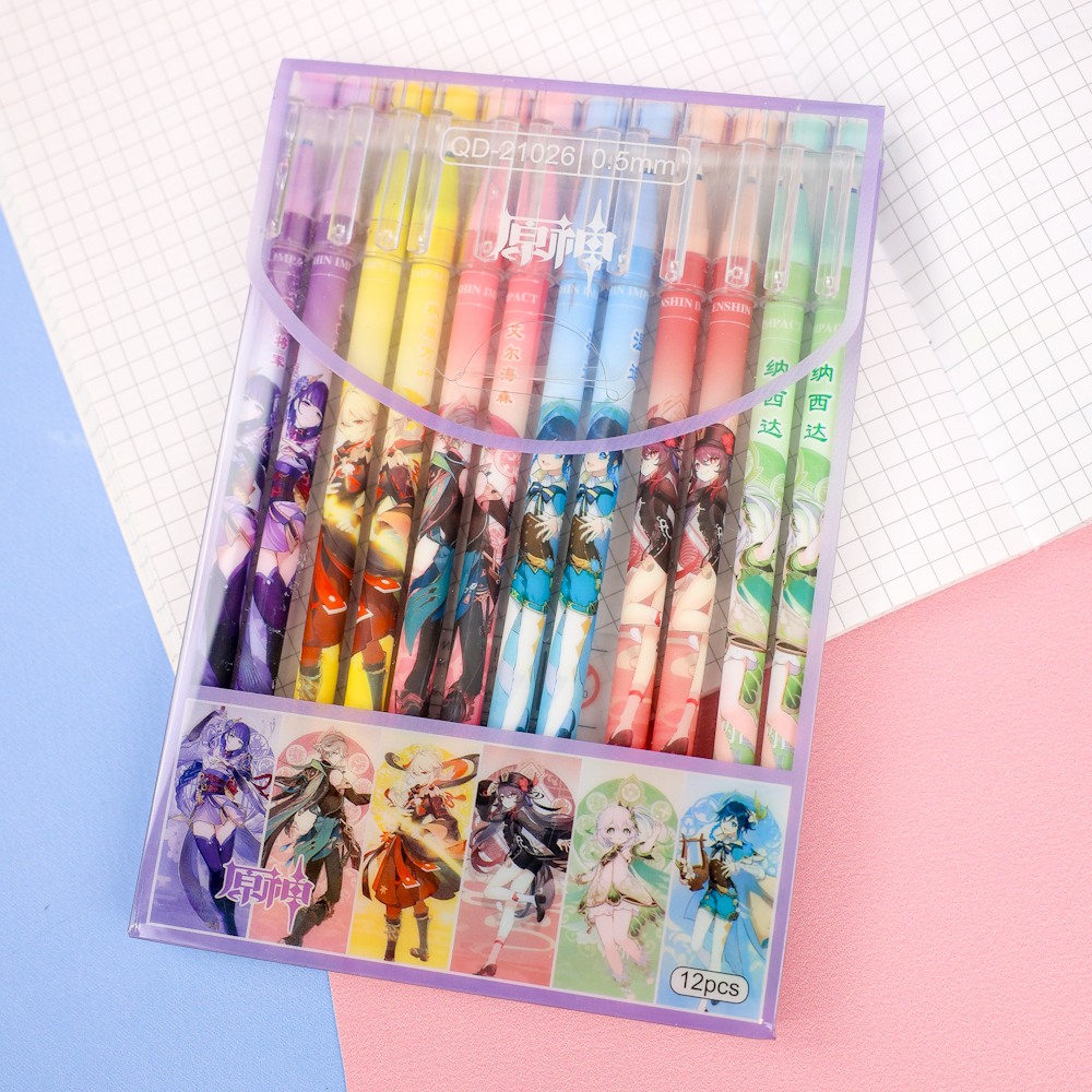 Набор ручек "Genshin Impact" №21026, 12шт. (синий)