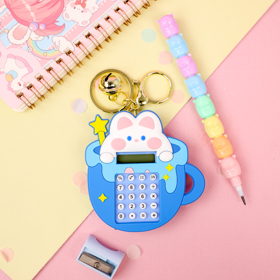 Калькулятор-брелок "Зайчик", синий