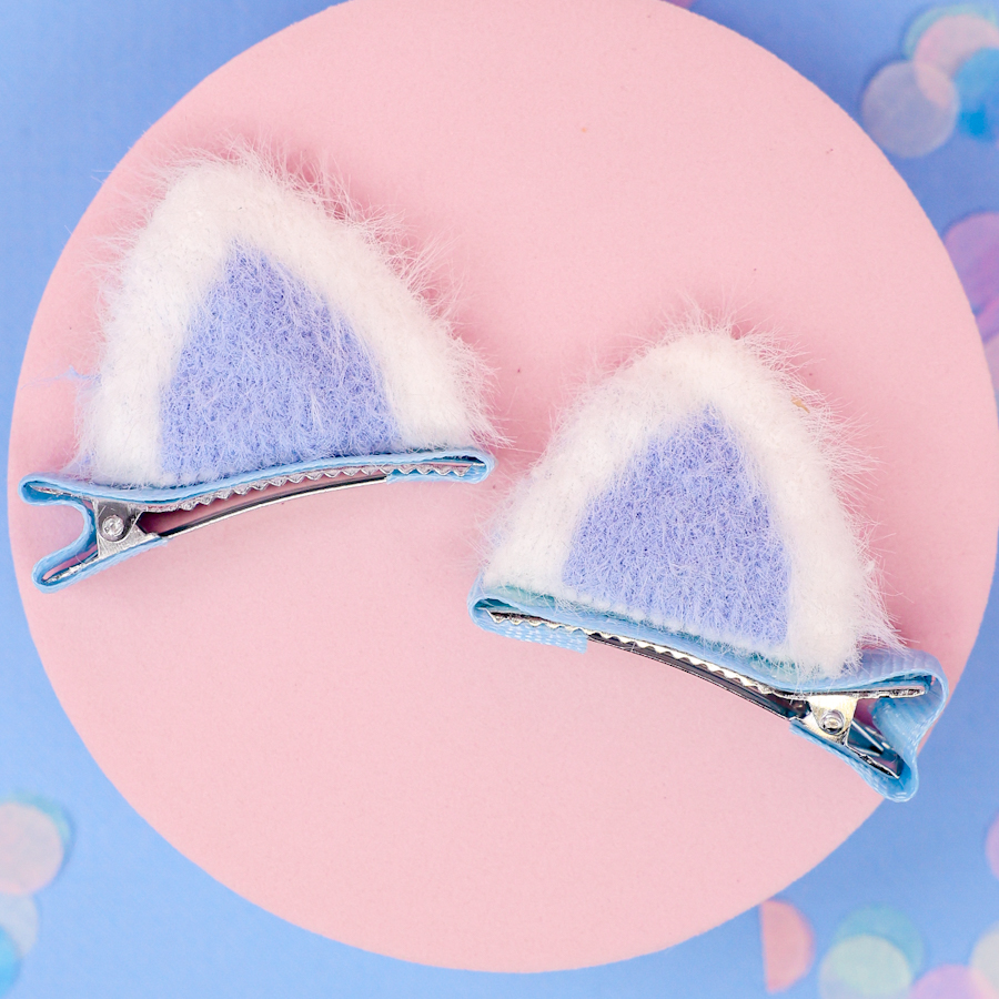 Заколка для волос "Ушки" 2шт, голубой