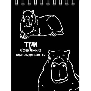 Блокнот "Капибары" три бездельника, черный, A6 (60 листов)