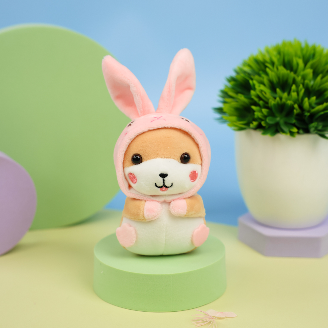 Мягкий брелок "Хомяк в костюме кролика" 11 см