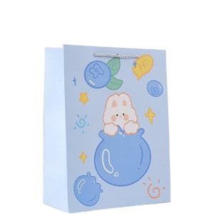 Подарочный пакет "Hi" синий кролик  24,5x19,5x9,5 см