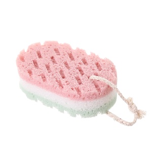 Губка-мочалка "Трехслойная" зелено-розовый