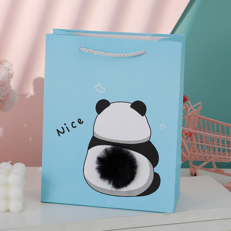 Подарочный пакет "Nice" Панда, голубой 33х12х25см