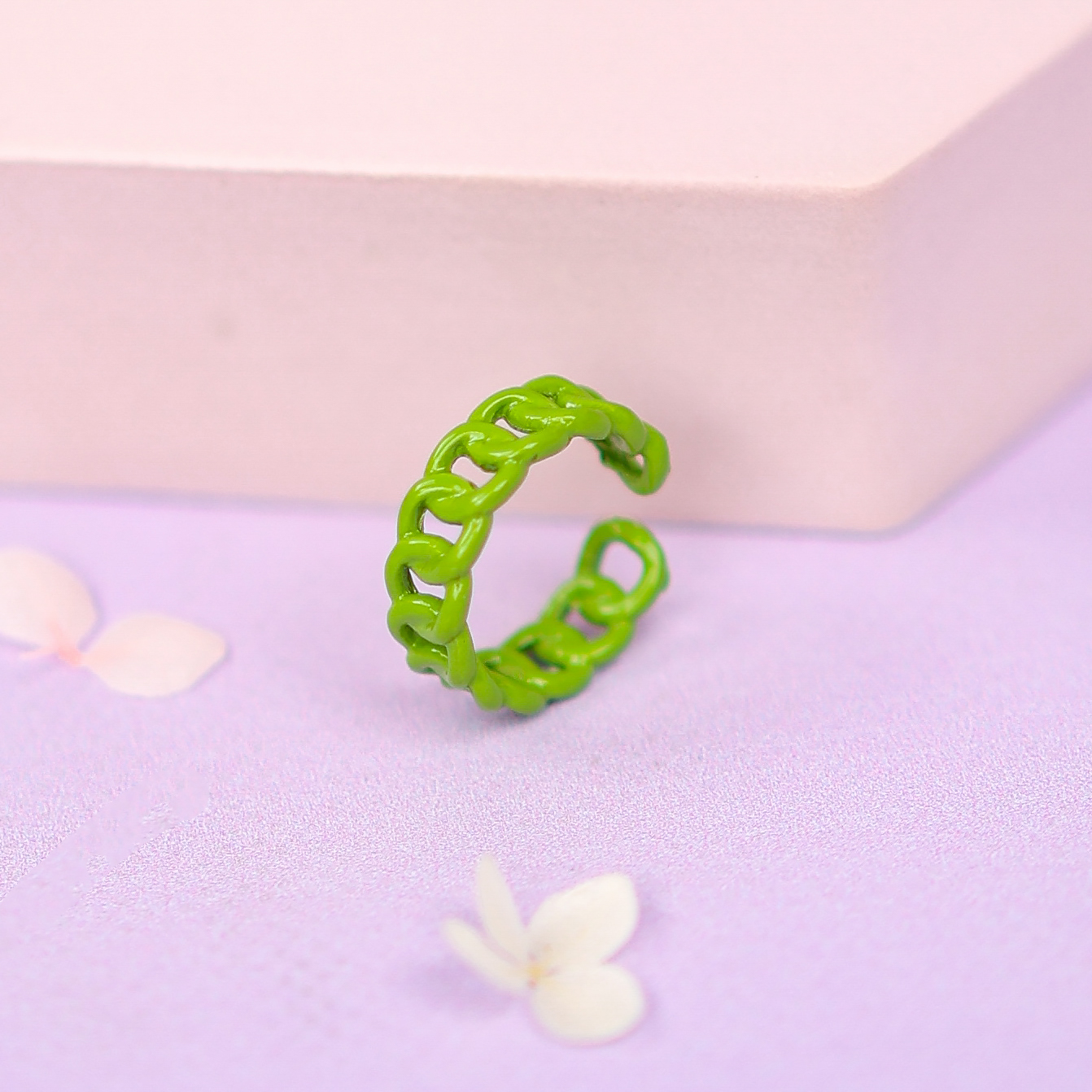 Кольцо "Chain" зеленый