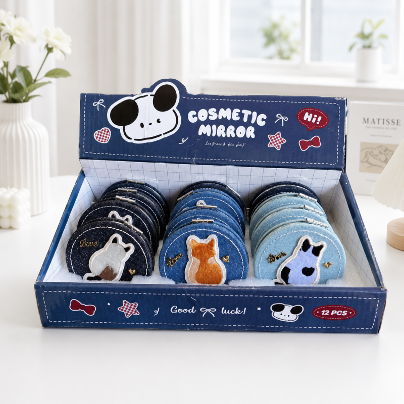 Зеркальце карманное "Denim fashion" love cat, в ассортименте 1шт