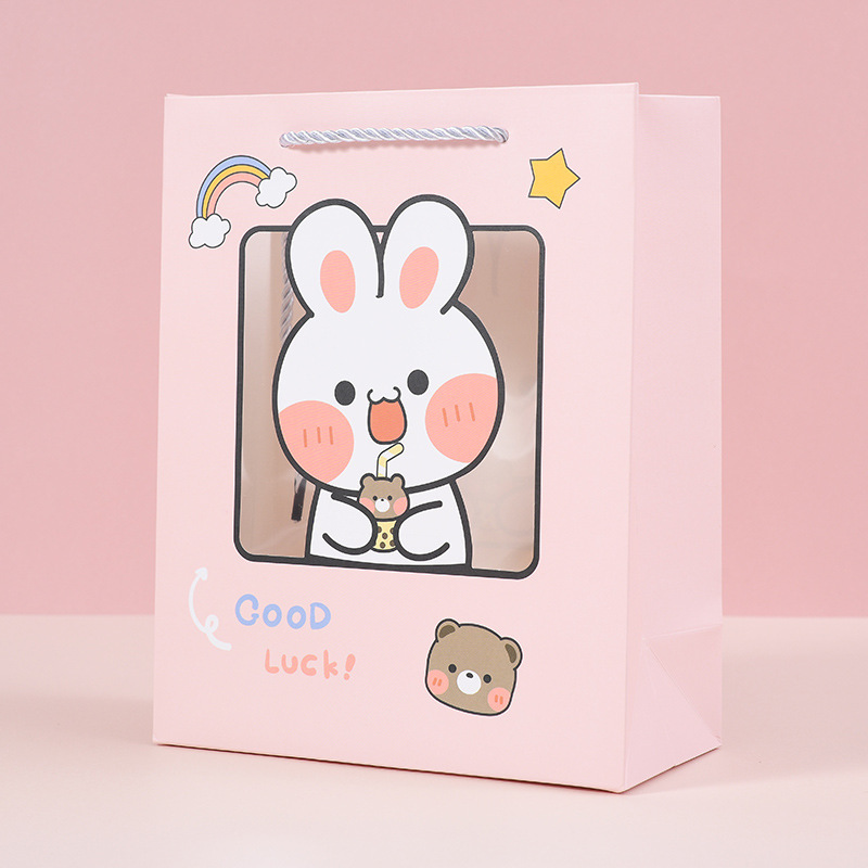 Подарочный пакет "Good Luck" Розовый кролик 19,5х9,5х24,5см