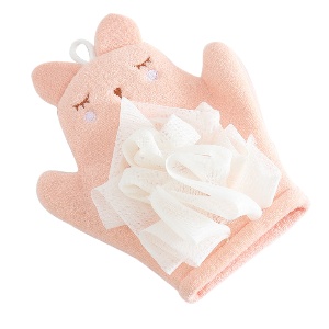 Рукавица-мочалка "Кролик" розовый
