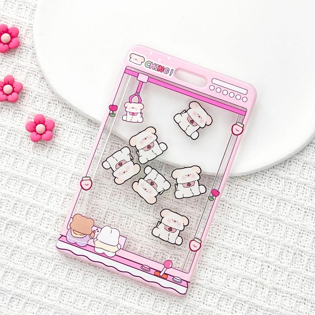 Чехол для карты "Собачки" прозрачный, розовый