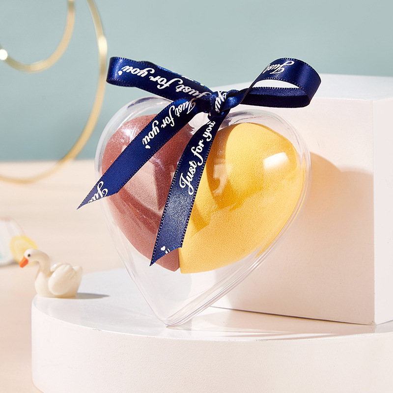 Набор спонжей для макияжа "Heart" желтый-коричневый, 2шт