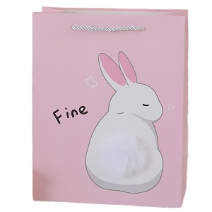 Подарочный пакет "Fine" Кролик, розовый 19,5х10х14,5см