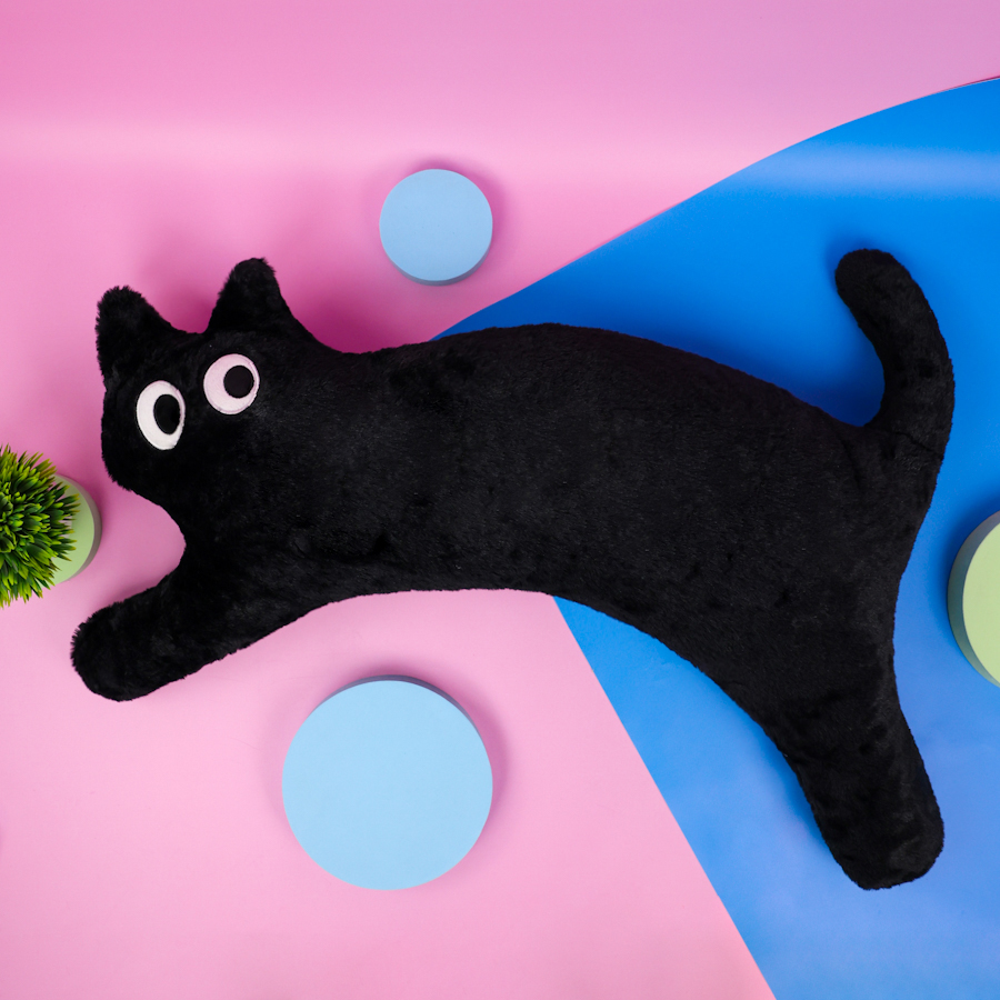 Мягкая игрушка-подушка "Кошечка Мяу" черный, 100 см