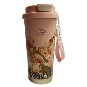 Термос-кружка "Summer" Flowers, с трубочкой, 500мл оптом