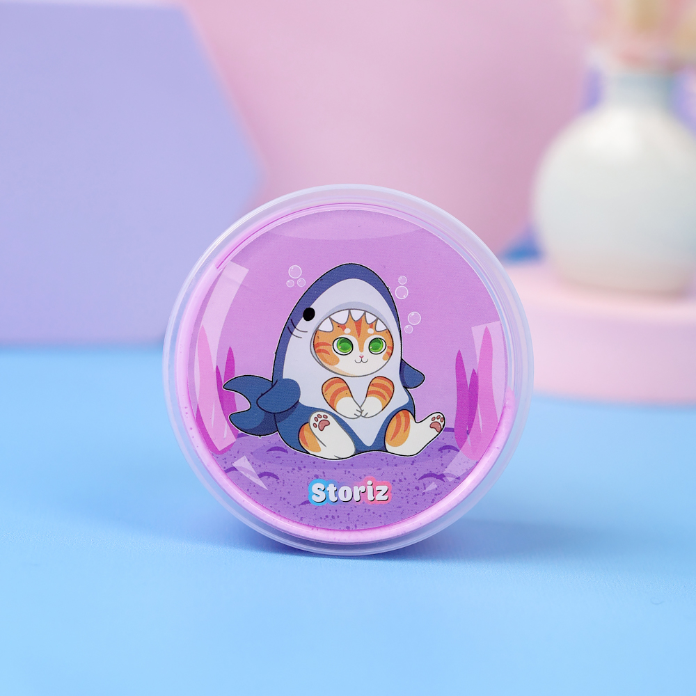 Слайм "Котик в акуле", серия Butter (фиолетовый), 150гр. STORIZ