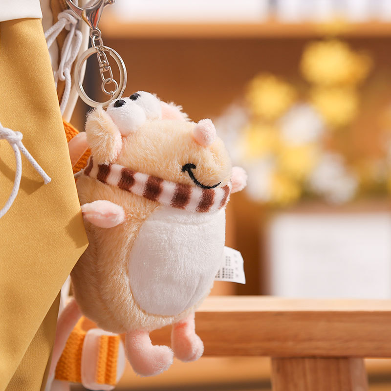 Мягкий брелок "Мышка" 10 см, бежевый