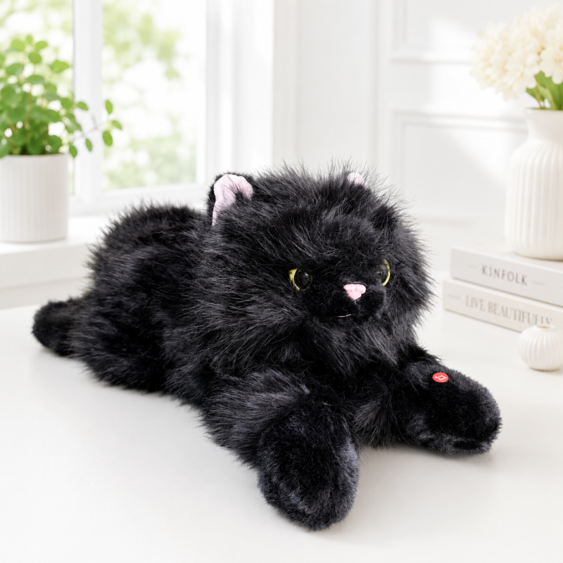 Мягкая игрушка "Cat лежит" 45см, черный, 1шт