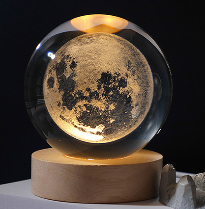Ночник "Хрустальный шар" Луна, 6 см
