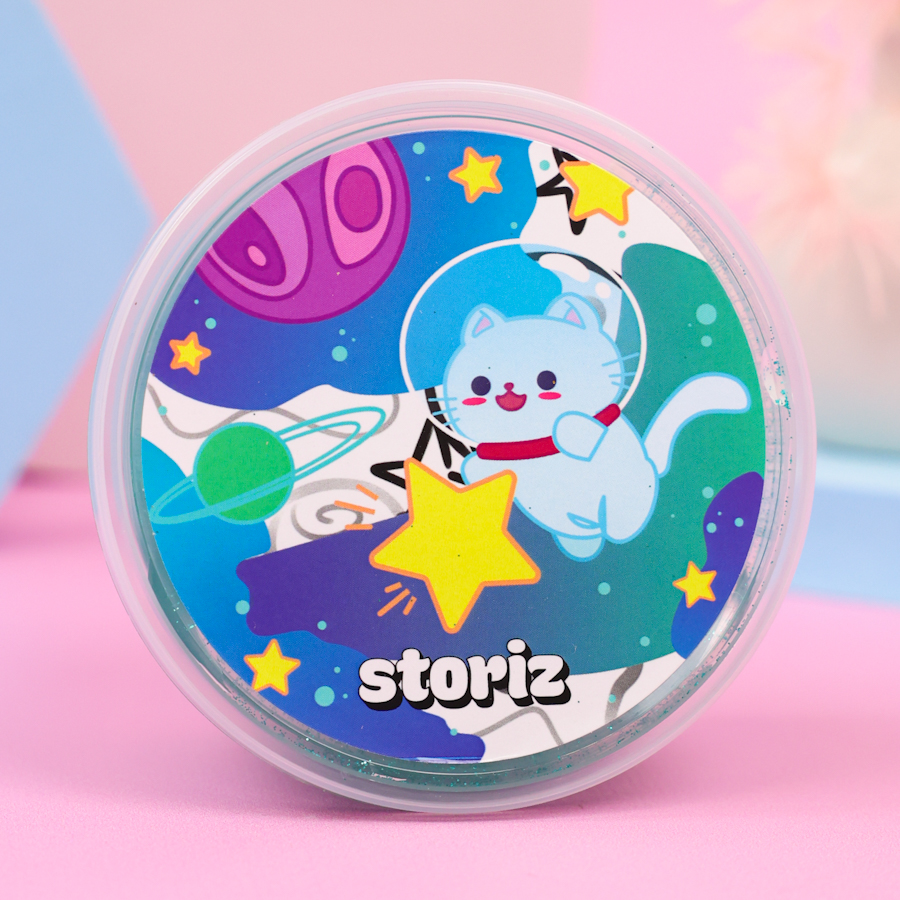 Слайм "Стекло" Party Slime с бирюзовыми блестками, 180 гр. STORIZ