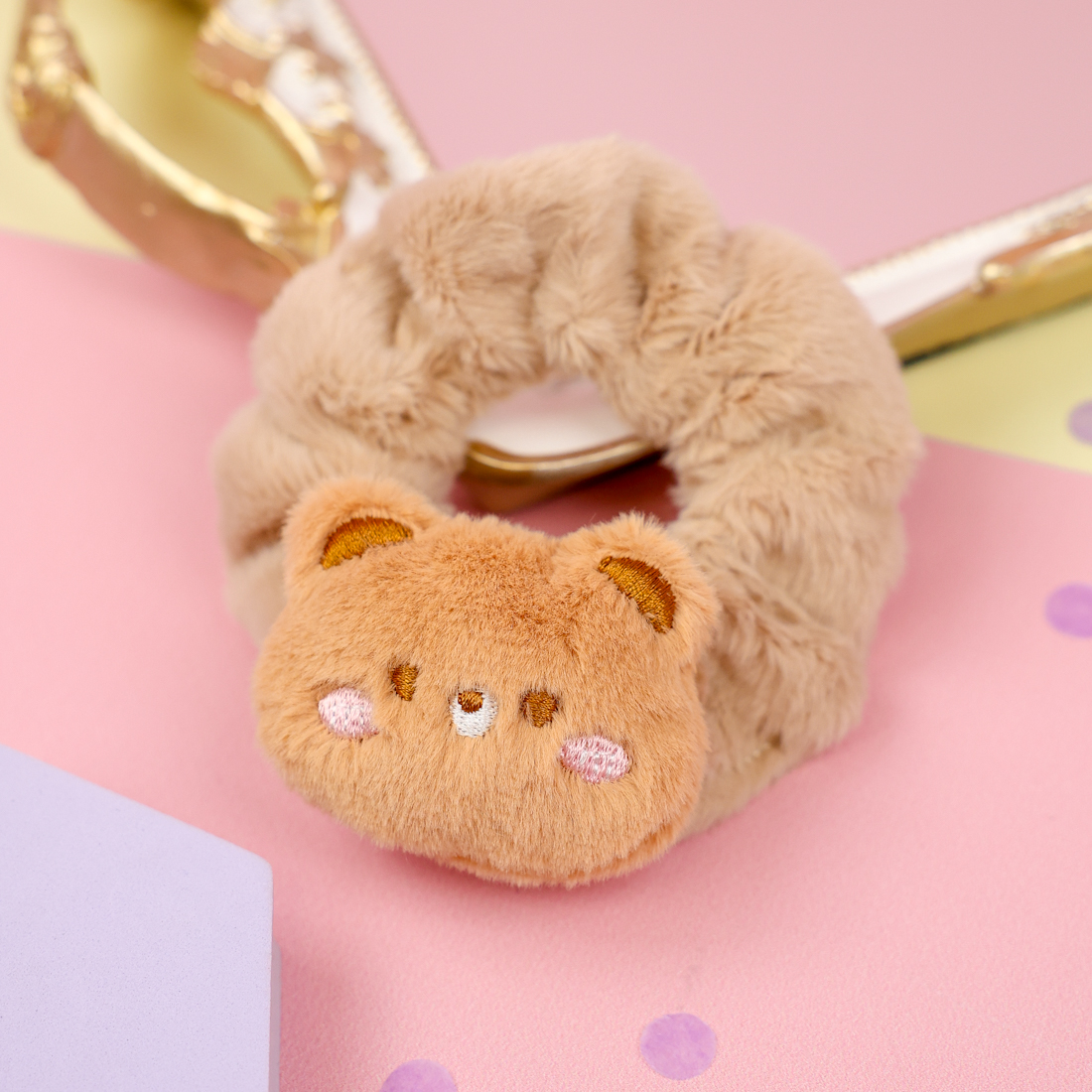 Резинка для волос плюшевая "Cute animals", мишка