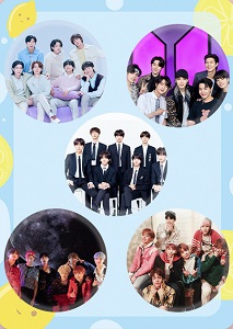 Набор круглых значков "K-pop" BTS (5шт)