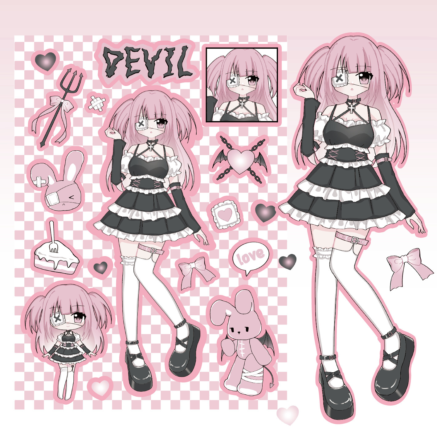 Набор наклеек "Miss Cool" devil, 158x115 мм