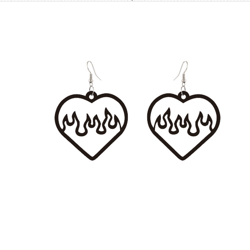 Серьги "Fire Heart" черный
