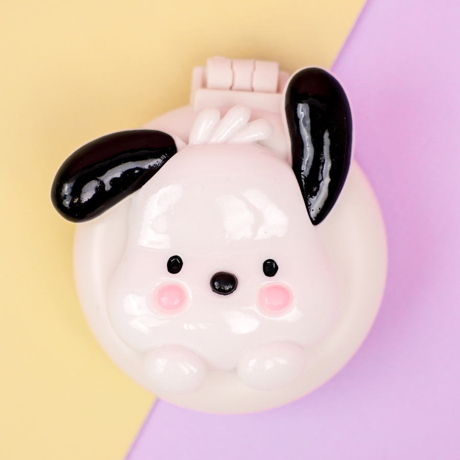 Расческа складная с зеркалом "Щенок" белый, 7х7,5см