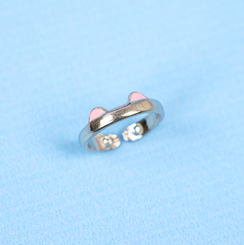 Кольцо "Neko" серебристо-розовый