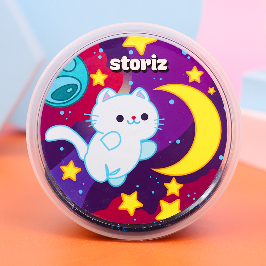Слайм "Стекло" фиолетовый с синими блестками, 180 гр. STORIZ