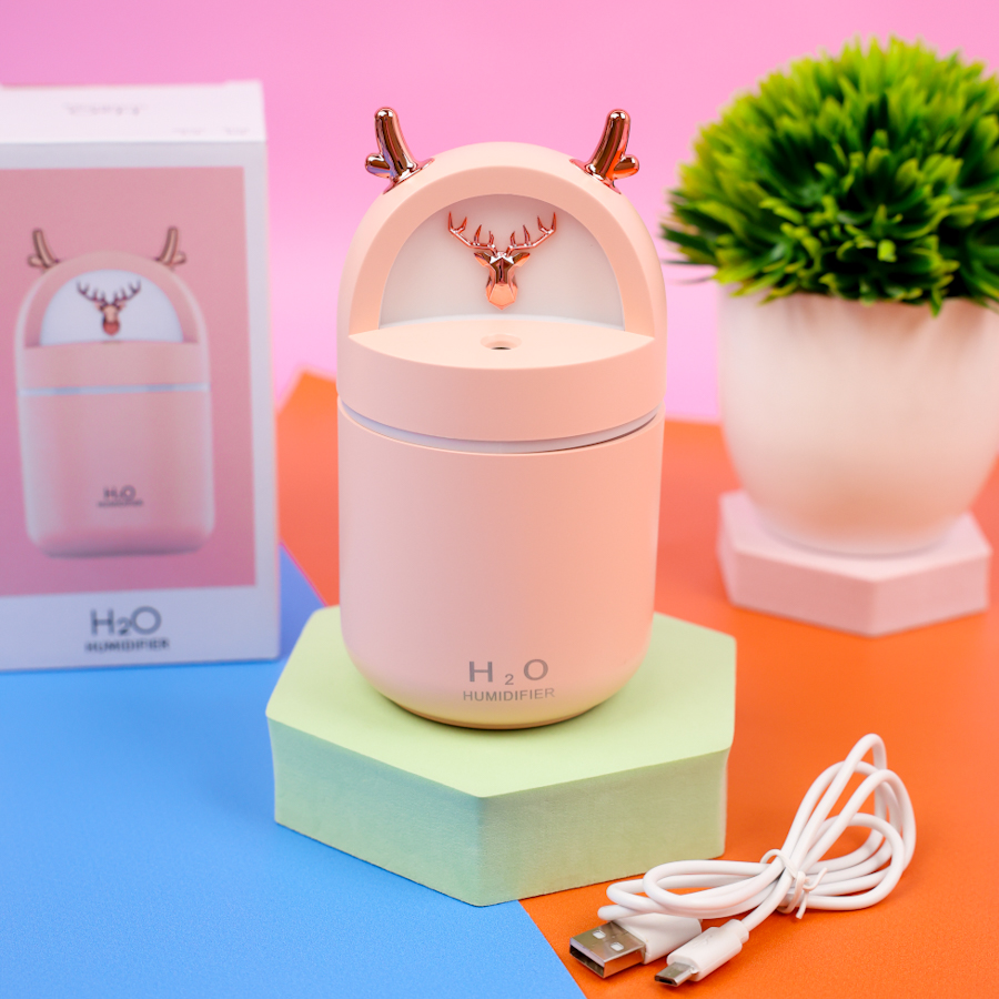 Мини-увлажнитель "Олень" розовый (USB)