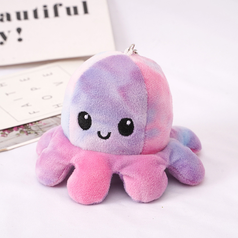 Мягкий брелок-перевертыш "Осьминожек" пудрово-синий, 10 см (тай-дай)